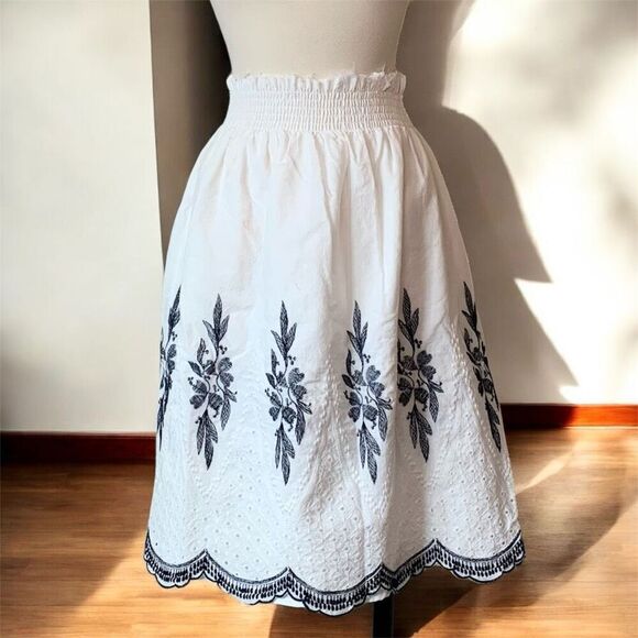 Vintage Y2K White Lace Peasant Midi Skirt Tiered S Small - Picture 1 of 6